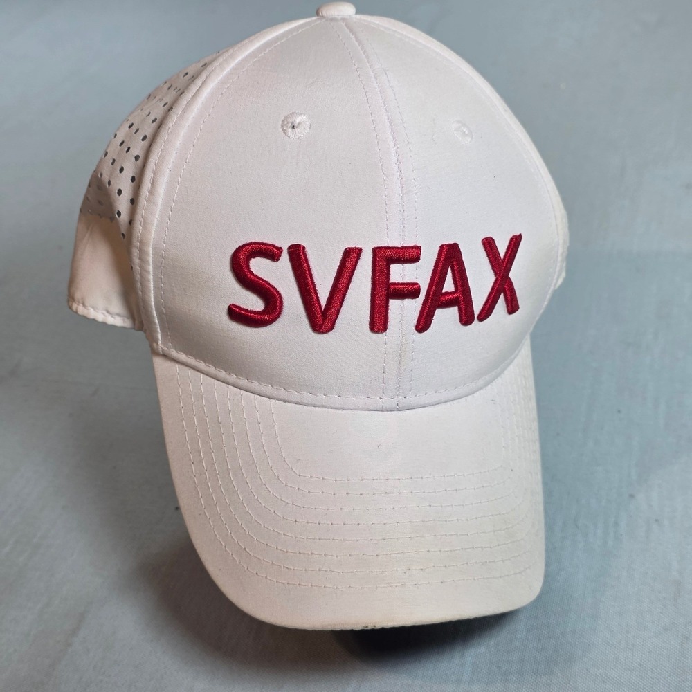 D. Hudson SVFAX Performance Golf Hat White Red Perforated Mesh Strapback Cap